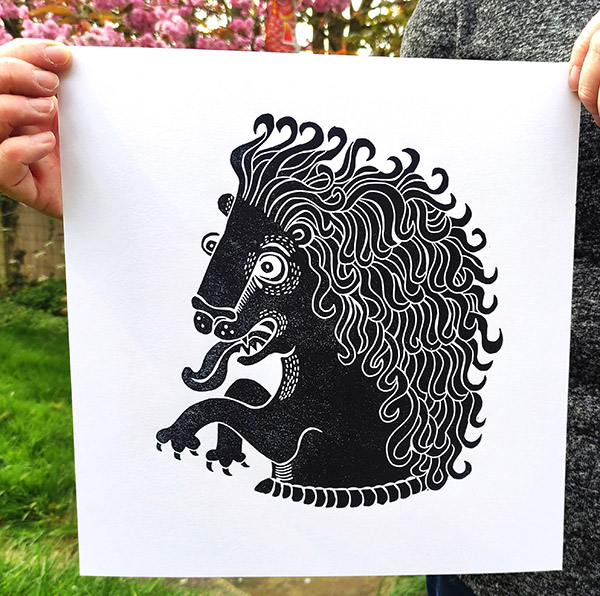 lion lino print mimi butler