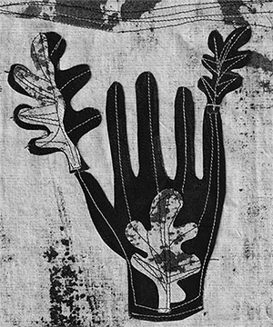 Hand on banner by mimi butler