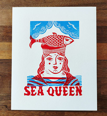 Sea Queen lino print mimi butler