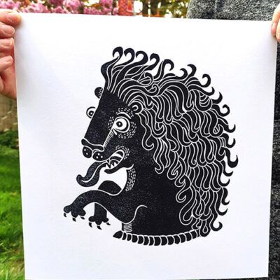 lion head lino print mimi butler